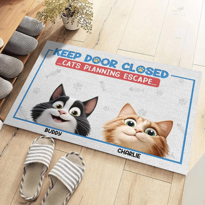 Keep Door Closed, Cat Thinks It’s A Secret Mission		 - Cat Personalized Custom Home Decor Decorative Mat - House Warming Gift For Pet Owners, Pet Lovers
