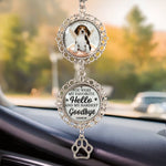 Custom Photo You Were My Favorite Hello And My Hardest Goodbye - Memorial Personalized Custom Metal Car Hanging Ornament With Charm - Sympathy Gift For Pet Owners, Dog Lovers