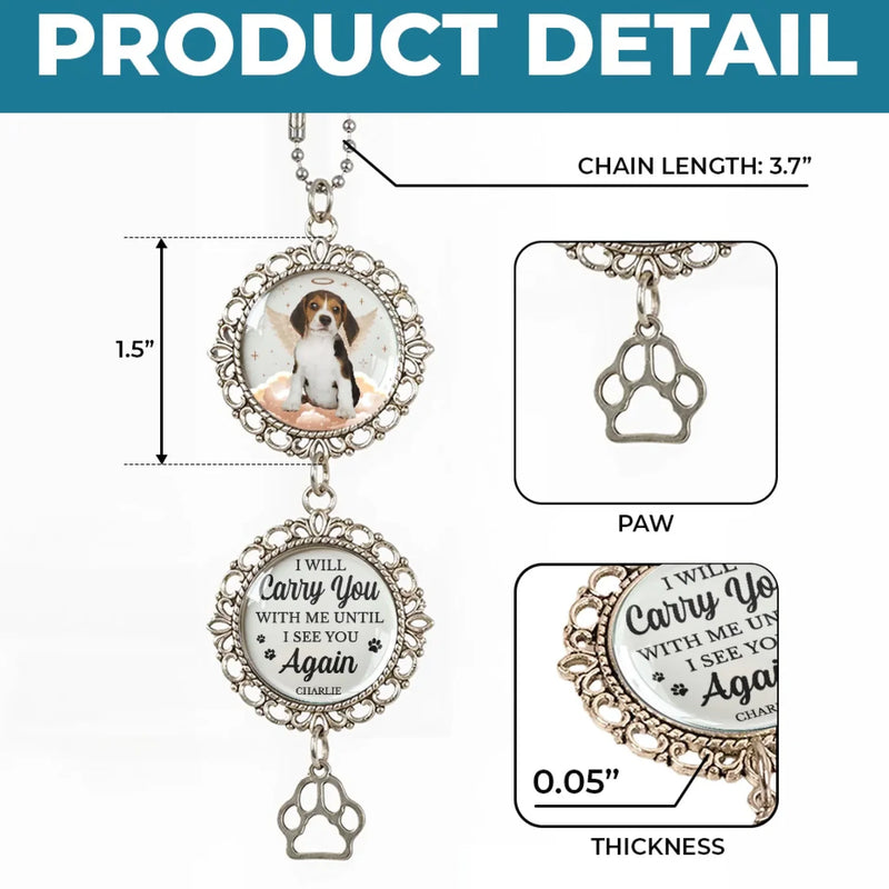 Custom Photo You Were My Favorite Hello And My Hardest Goodbye - Memorial Personalized Custom Metal Car Hanging Ornament With Charm - Sympathy Gift For Pet Owners, Pet Lovers