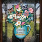 Because Grandkids Make Life So Much Sweeter - Family Personalized Custom Shaped Home Decor Wood Sign - House Warming Gift For Grandma