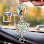 Custom Photo A Piece Of My Heart Is At The Rainbow Bridge - Memorial Personalized Custom Metal Car Hanging Ornament With Charm - Sympathy Gift For Dog Lovers, Pet Owners
