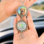 Custom Photo A Piece Of My Heart Is At The Rainbow Bridge - Memorial Personalized Custom Metal Car Hanging Ornament With Charm - Sympathy Gift For Dog Lovers, Pet Owners