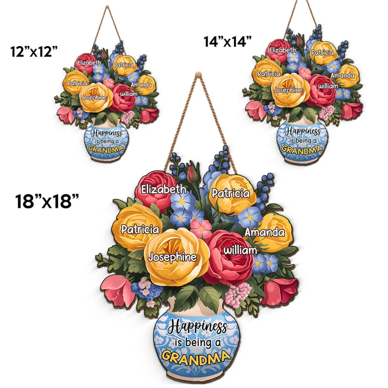 A Thoughtful Gift For The Grandma Who Does It All - Family Personalized Custom Shaped Home Decor Wood Sign - House Warming Gift For Mom, Grandma