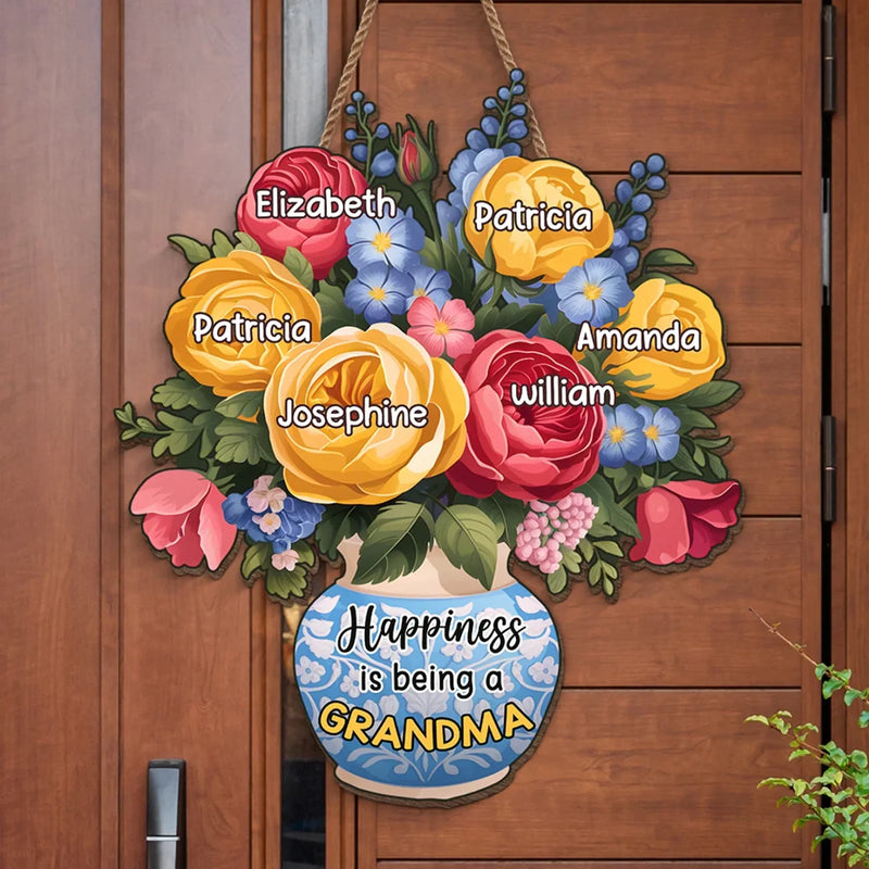 A Thoughtful Gift For The Grandma Who Does It All - Family Personalized Custom Shaped Home Decor Wood Sign - House Warming Gift For Mom, Grandma