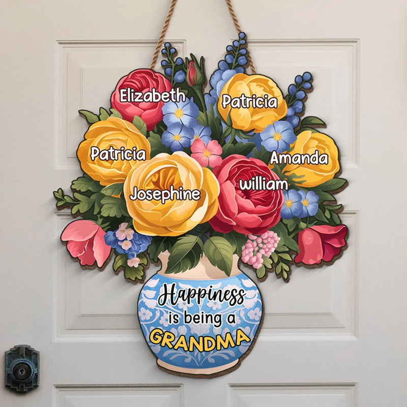 A Thoughtful Gift For The Grandma Who Does It All - Family Personalized Custom Shaped Home Decor Wood Sign - House Warming Gift For Mom, Grandma
