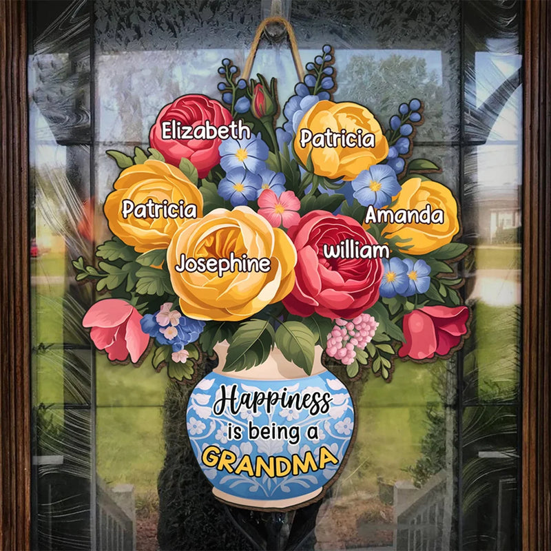 A Thoughtful Gift For The Grandma Who Does It All - Family Personalized Custom Shaped Home Decor Wood Sign - House Warming Gift For Mom, Grandma