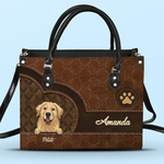 Eat, Sleep, Pet, Repeat - Dog & Cat Personalized Custom Leather Handbag - Gift For Pet Owners, Pet Lovers