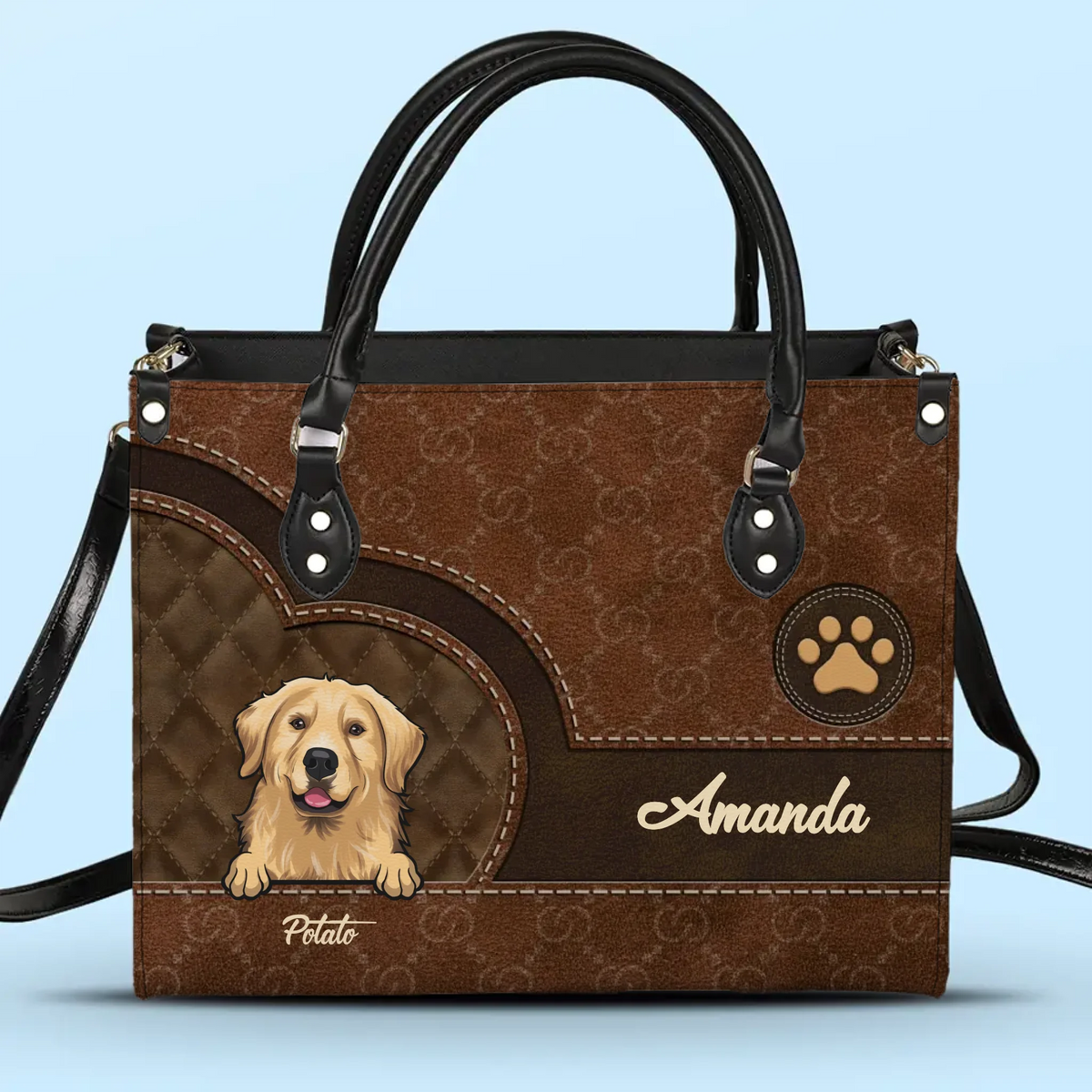 Love Is A Wet Nose And A Wagging Tail - Dog & Cat Personalized Custom Leather Handbag - Gift For Pet Owners, Pet Lovers
