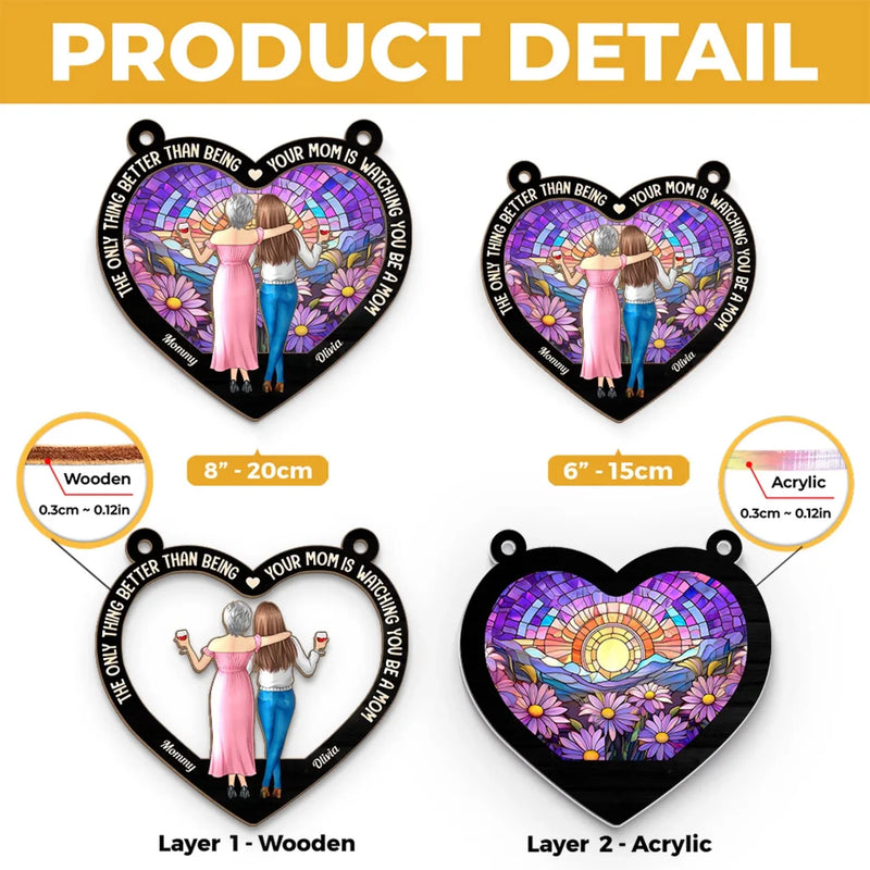 No One Loves Like A Mom - Family Personalized Window Hanging Suncatcher - Gift For Mom, Daughter