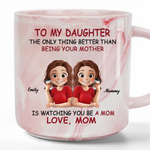 Her Love Is My Greatest Strength - Family Personalized Custom Marble Mug - Gift For Mom, Daughter