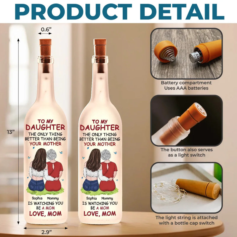 No One Loves Like A Mom - Family Personalized Custom Bottle Lamp - Gift For Mom, Daughter