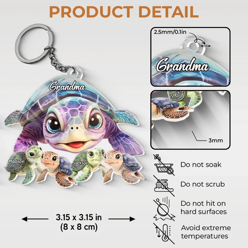 A Grandmother’s Love Moves Slowly But Lasts A Lifetime - Family Personalized Custom Shaped Acrylic Keychain - Gift For Mom, Grandma