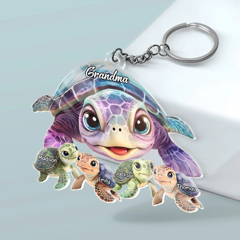 A Grandmother’s Love Moves Slowly But Lasts A Lifetime - Family Personalized Custom Shaped Acrylic Keychain - Gift For Mom, Grandma
