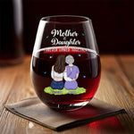 A Heartwarming Tribute To The Love That Never Ends - Family Personalized Custom Wine Glass - Gift For Mom, Daughter