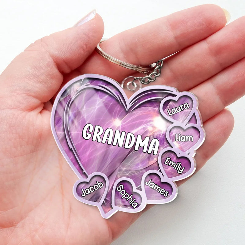 Love Grows Best In A Grandmother’s Heart - Family Personalized Custom Shaped Acrylic Keychain - Gift For Mom, Grandma