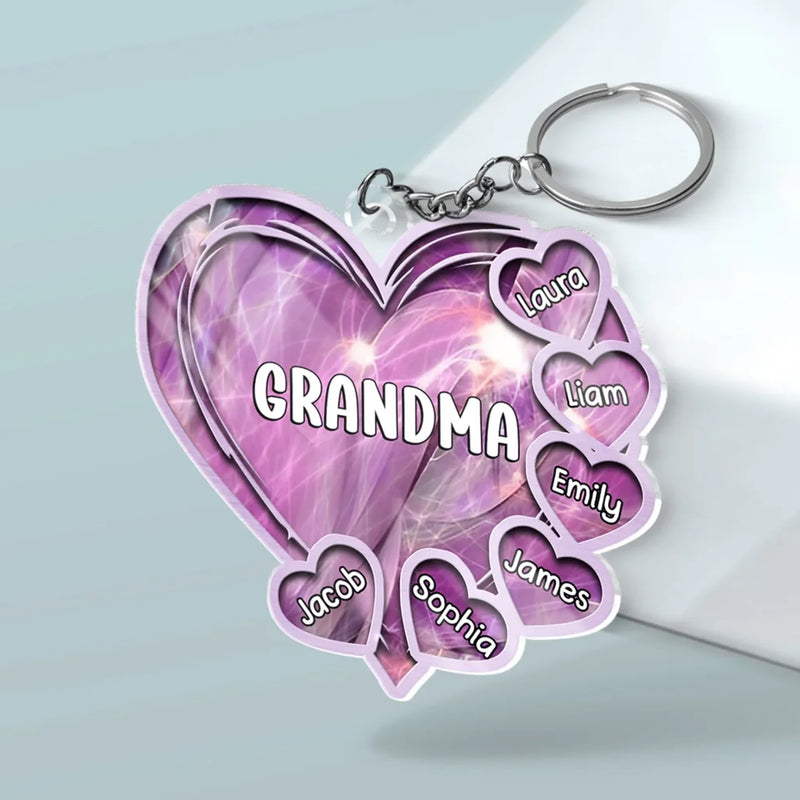 Love Grows Best In A Grandmother’s Heart - Family Personalized Custom Shaped Acrylic Keychain - Gift For Mom, Grandma