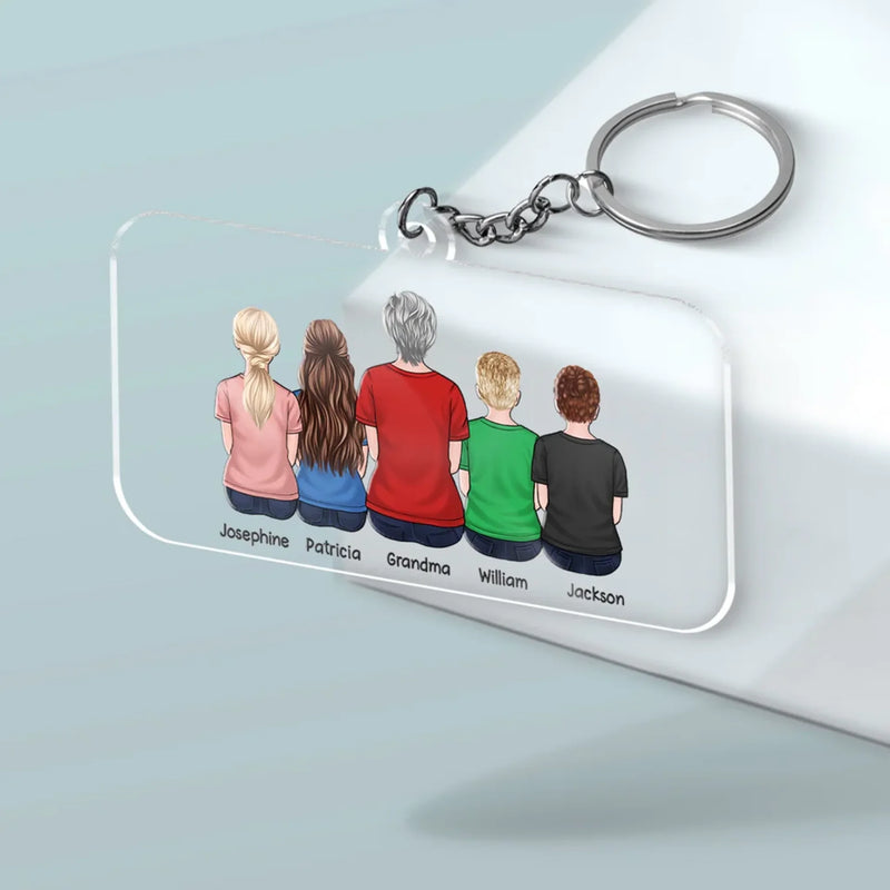 The Heartbeat Of The Family Begins With Grandma’s Love - Family Personalized Custom Shaped Acrylic Keychain - Gift For Mom, Grandma