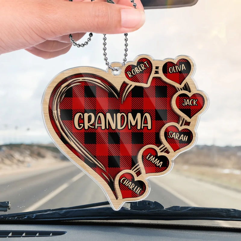 A Grandmother’s Heart Is A Home Where Love Never Fades - Family Personalized Custom Car Ornament - Acrylic Custom Shaped - Gift For Mom, Grandma