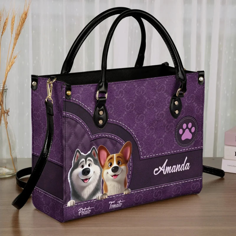 They May Be Pets, But They Own Our Hearts - Dog Personalized Custom Leather Handbag - Gift For Pet Owners, Pet Lovers