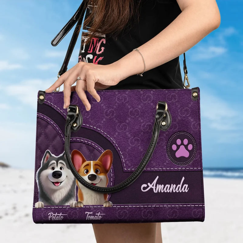 They May Be Pets, But They Own Our Hearts - Dog Personalized Custom Leather Handbag - Gift For Pet Owners, Pet Lovers