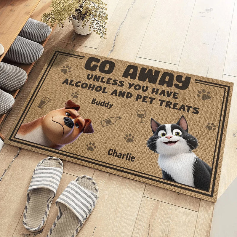 No Drinks, No Cat Treats, No Entry - Dog & Cat Personalized Custom Home Decor Decorative Mat - House Warming Gift For Pet Owners, Pet Lovers