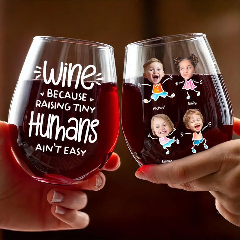 Custom Photo Perfect For The Mom Or Grandma Who Means The World To You - Family Personalized Custom Wine Glass - Gift For Mom, Grandma