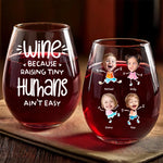 Custom Photo Perfect For The Mom Or Grandma Who Means The World To You - Family Personalized Custom Wine Glass - Gift For Mom, Dad, Grandma