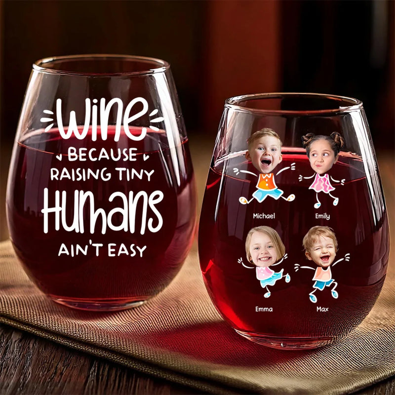 Custom Photo Perfect For The Mom Or Grandma Who Means The World To You - Family Personalized Custom Wine Glass - Gift For Mom, Grandma