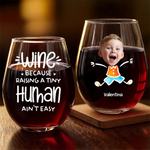 Custom Photo Perfect For The Mom Or Grandma Who Means The World To You - Family Personalized Custom Wine Glass - Gift For Mom, Dad, Grandma