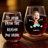 Custom Photo Perfect For The Woman Who Loves A Cozy Evening - Family Personalized Custom Wine Glass - Gift For Mom, Grandma