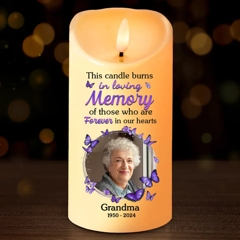Custom Photo This Candle Burns In Loving Memory - Memorial Personalized Custom LED Candle - New Arrival, Sympathy Gift, Christmas Gift For Family Members