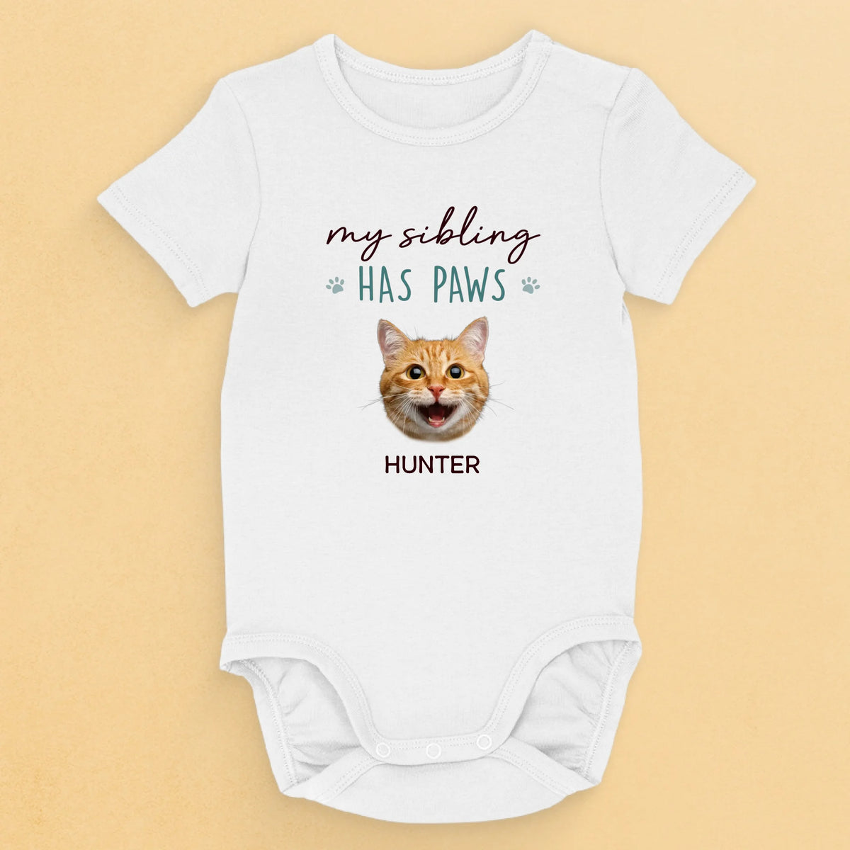 Custom Photo Growing Up With Paws And Little Laughs - Dog & Cat Personalized Custom Baby Onesie - Baby Shower Gift, Gift For Pet Owners, Pet Lovers