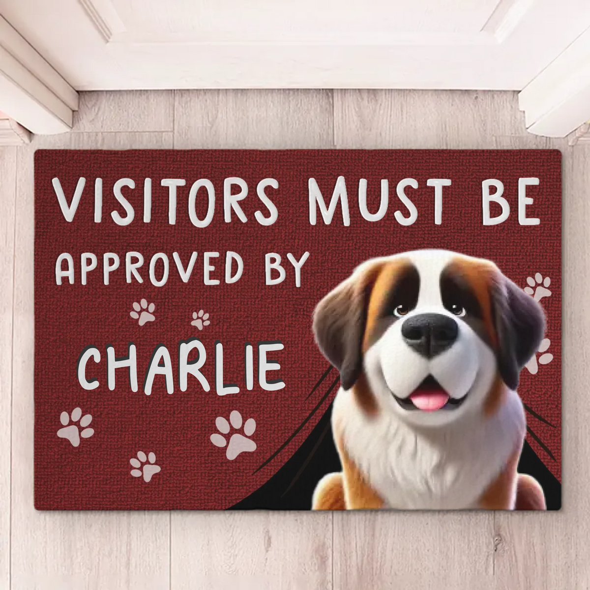 Visitors Must Be Approved By My Furever Friends - Dog Personalized Custom Home Decor Decorative Mat - House Warming Gift For Pet Owners, Pet Lovers