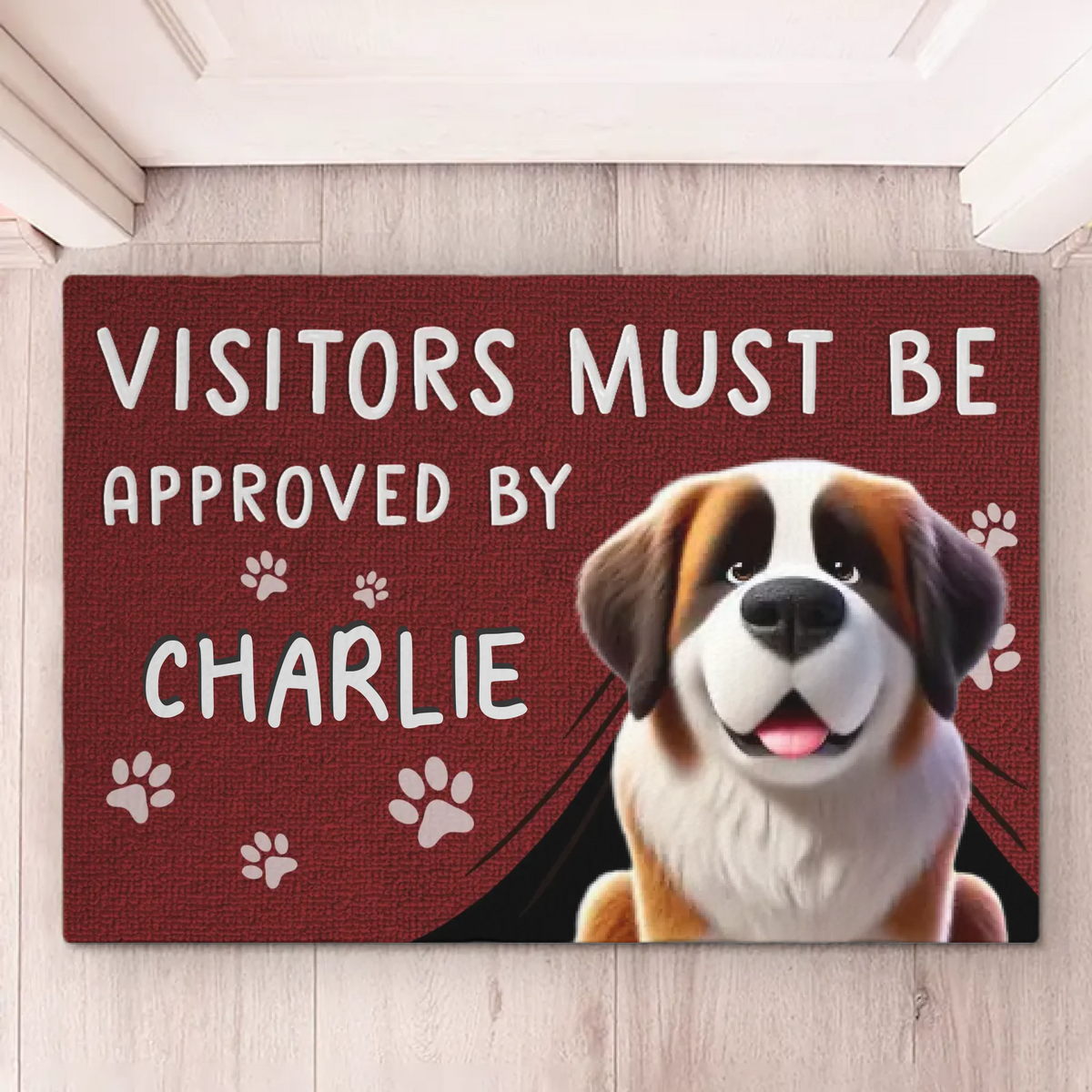 Visitors Must Be Approved By My Furever Friends - Dog Personalized Custom Home Decor Decorative Mat - House Warming Gift For Pet Owners, Pet Lovers
