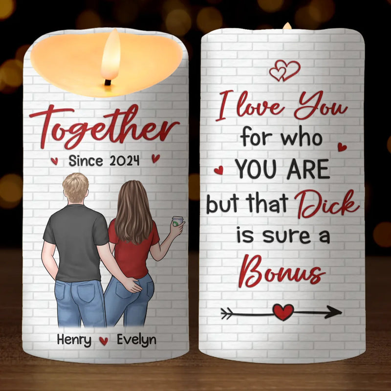 You Make My Heart Smile - Couple Personalized Custom LED Candle - Christmas Gift For Husband Wife, Anniversary
