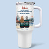 Jingle Bells And Sibling Love - Family Personalized Custom 40 Oz Stainless Steel Tumbler With Handle - Christmas Gift For Family Members, Siblings, Brothers, Sisters