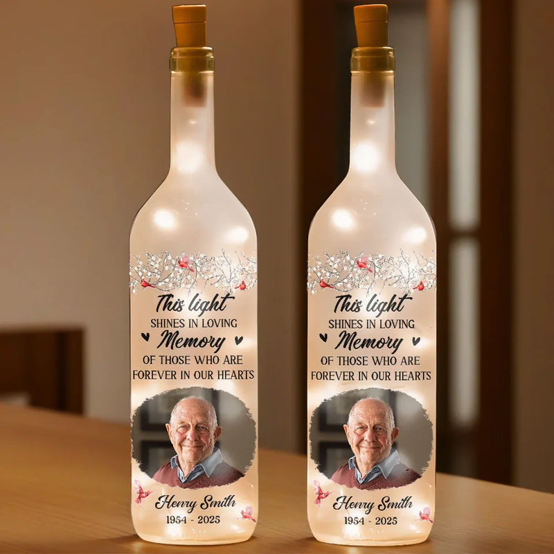 Custom Photo Time Passes, But Love Remains - Memorial Personalized Custom Bottle Lamp - Sympathy Gift For Family Members