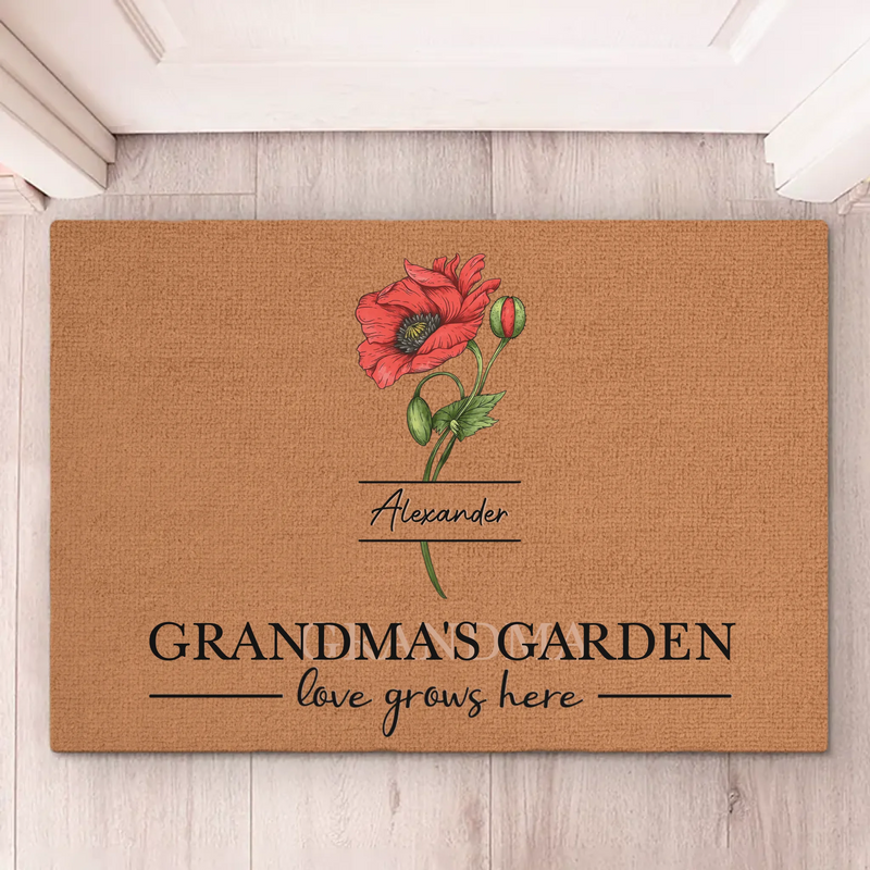 Love Grows Here - Family Personalized Custom Home Decor Decorative Mat - Christmas Gift, House Warming Gift For Grandma, Grandparents