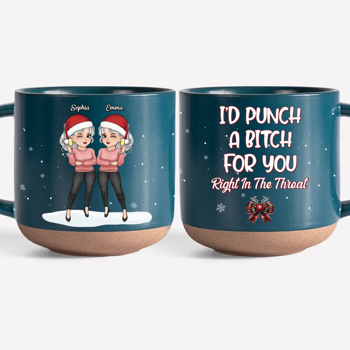 Friends Who Holiday Together Sleigh Together - Bestie Personalized Custom Printed Pottery Mug - Christmas Gift For Best Friends, BFF, Sisters