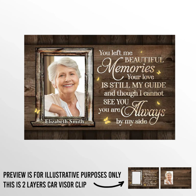 Custom Photo In Our Memories, You Will Always Live - Memorial Personalized Custom Car Visor Clip - Sympathy Gift For Family Members