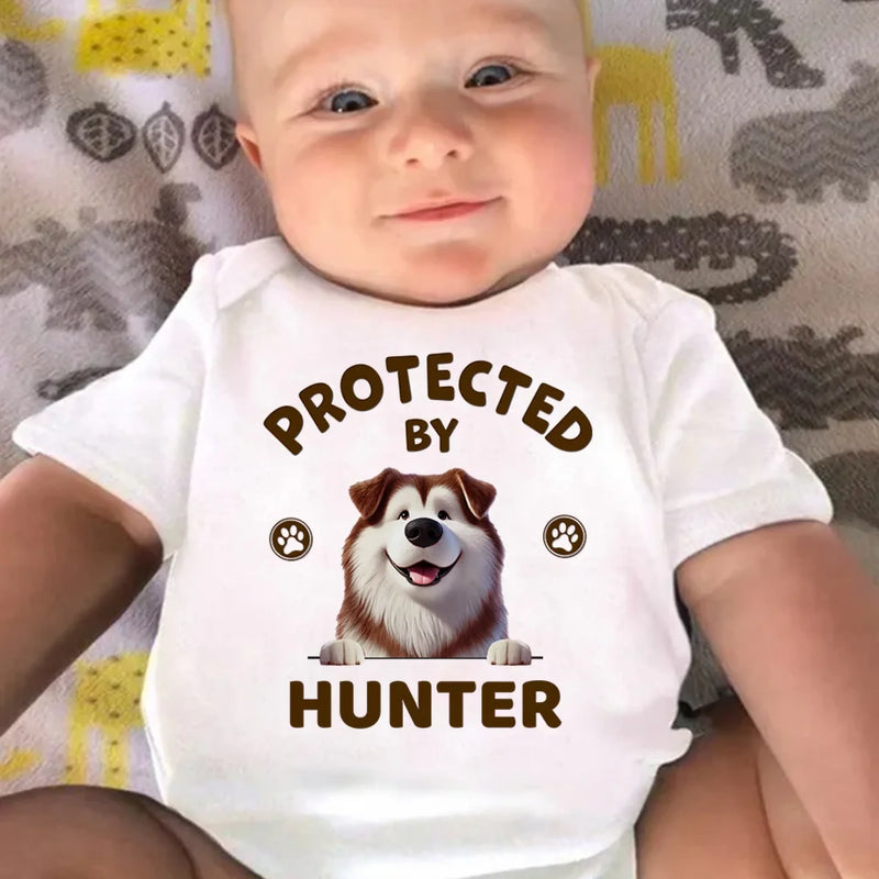 Well Protected By Furry Friends - Dog Personalized Custom Baby Onesie - Baby Shower Gift, Gift For Pet Owners, Pet Lovers