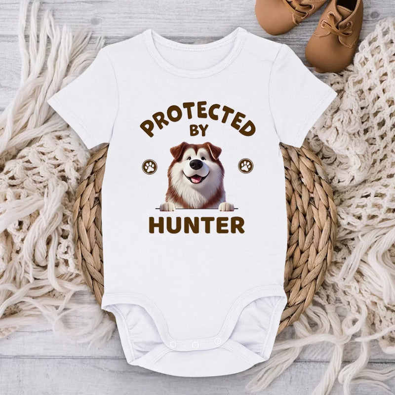 Well Protected By Furry Friends - Dog Personalized Custom Baby Onesie - Baby Shower Gift, Gift For Pet Owners, Pet Lovers