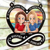 Real Friendship Transcends Time And Space - Bestie Personalized Window Hanging Suncatcher Ornament - Gift For Best Friends, BFF, Sisters