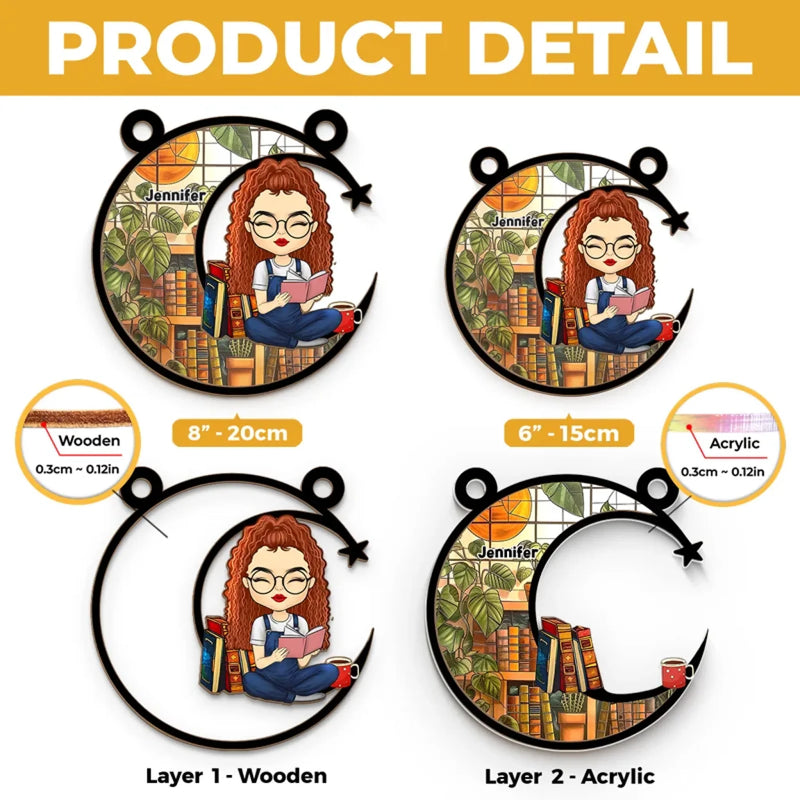 Perfect Little Gifts For Book Lovers And More - Family Personalized Window Hanging Suncatcher Ornament - Gift For Yourself, Best Friends, Siblings, Family Members, Book Lovers