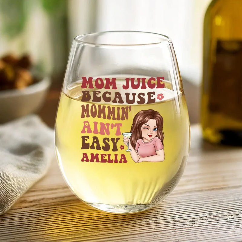 First My Mom, Forever My Friend - Family Personalized Custom Wine Glass - Mother's Day, Gift For Mom, Grandma