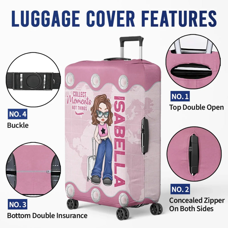 A Fun Way To Keep Your Luggage Safe And Stylish - Travel Personalized Custom Luggage Cover - Summer Vacation Gift, Gift For Adventure Travel Lovers