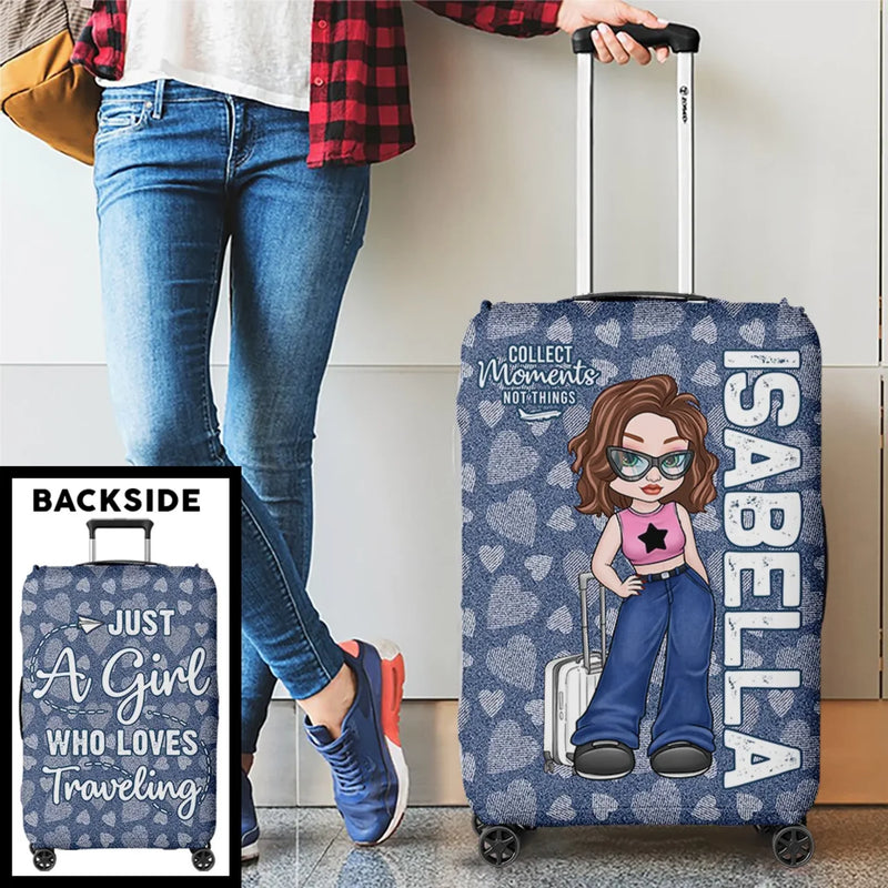 Perfect For The Traveler Who Follows Their Heart - Travel Personalized Custom Luggage Cover - Summer Vacation Gift, Gift For Adventure Travel Lovers
