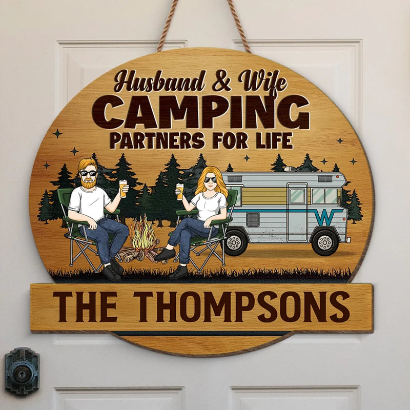 Add Passion To Your Home With Themed Gifts - Couple Personalized Custom Shaped Home Decor Wood Sign - House Warming Gift For Husband Wife, Camping Lovers, Yourself