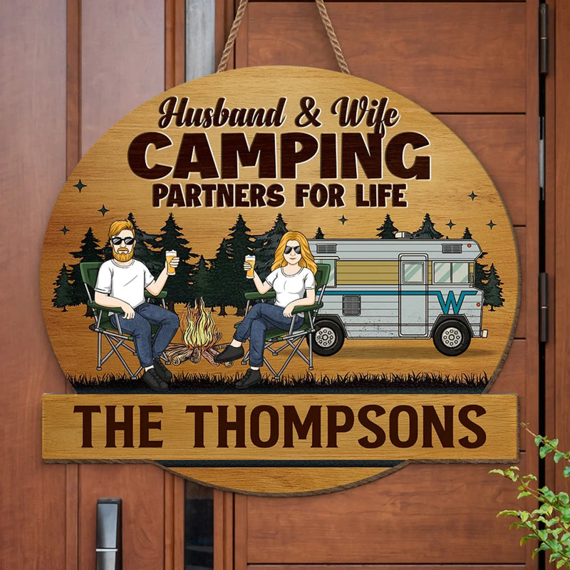 Add Passion To Your Home With Themed Gifts - Couple Personalized Custom Shaped Home Decor Wood Sign - House Warming Gift For Husband Wife, Camping Lovers, Yourself