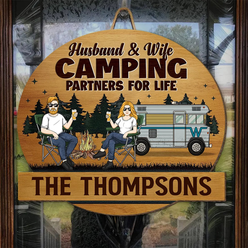 Add Passion To Your Home With Themed Gifts - Couple Personalized Custom Shaped Home Decor Wood Sign - House Warming Gift For Husband Wife, Camping Lovers, Yourself